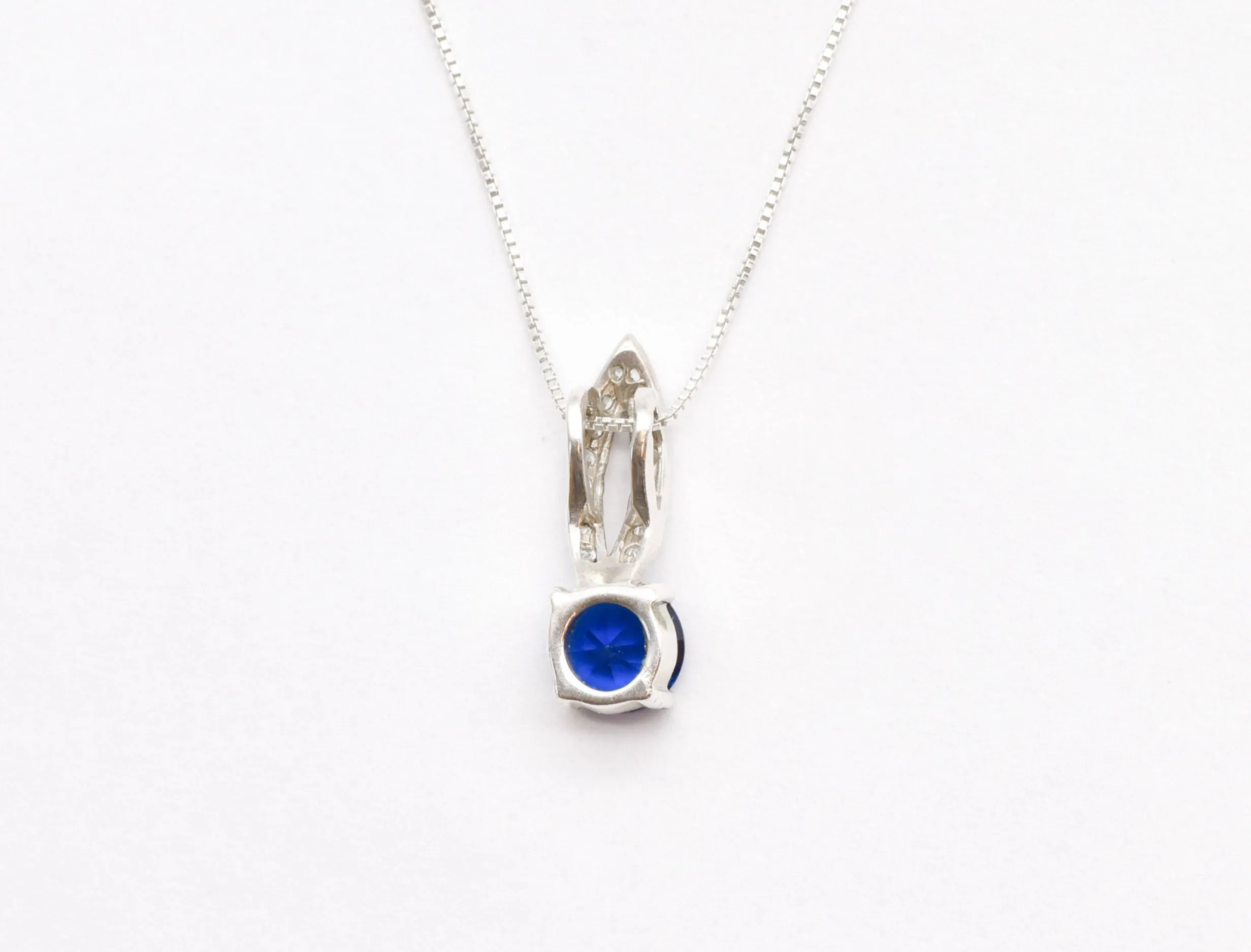 Blue Sapphire Necklace - Vintage Sapphire Pendant - Blue Bridal Necklace