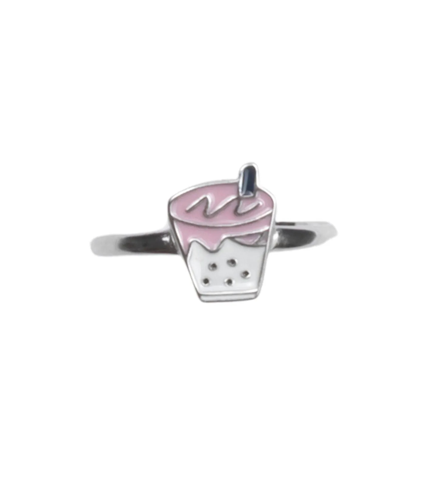 Boba Tea Finger Ring (Silver)