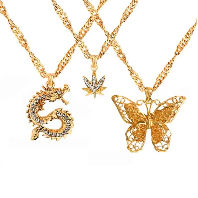 Bohemian Multilayer Necklace for Women Men | Multilayer Boho Jewelry | Kpop Double layer Chain Gold Butterfly Cross Crystal Chokers Necklace