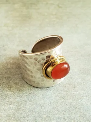 Carnelian Silver Ring - Adjustable