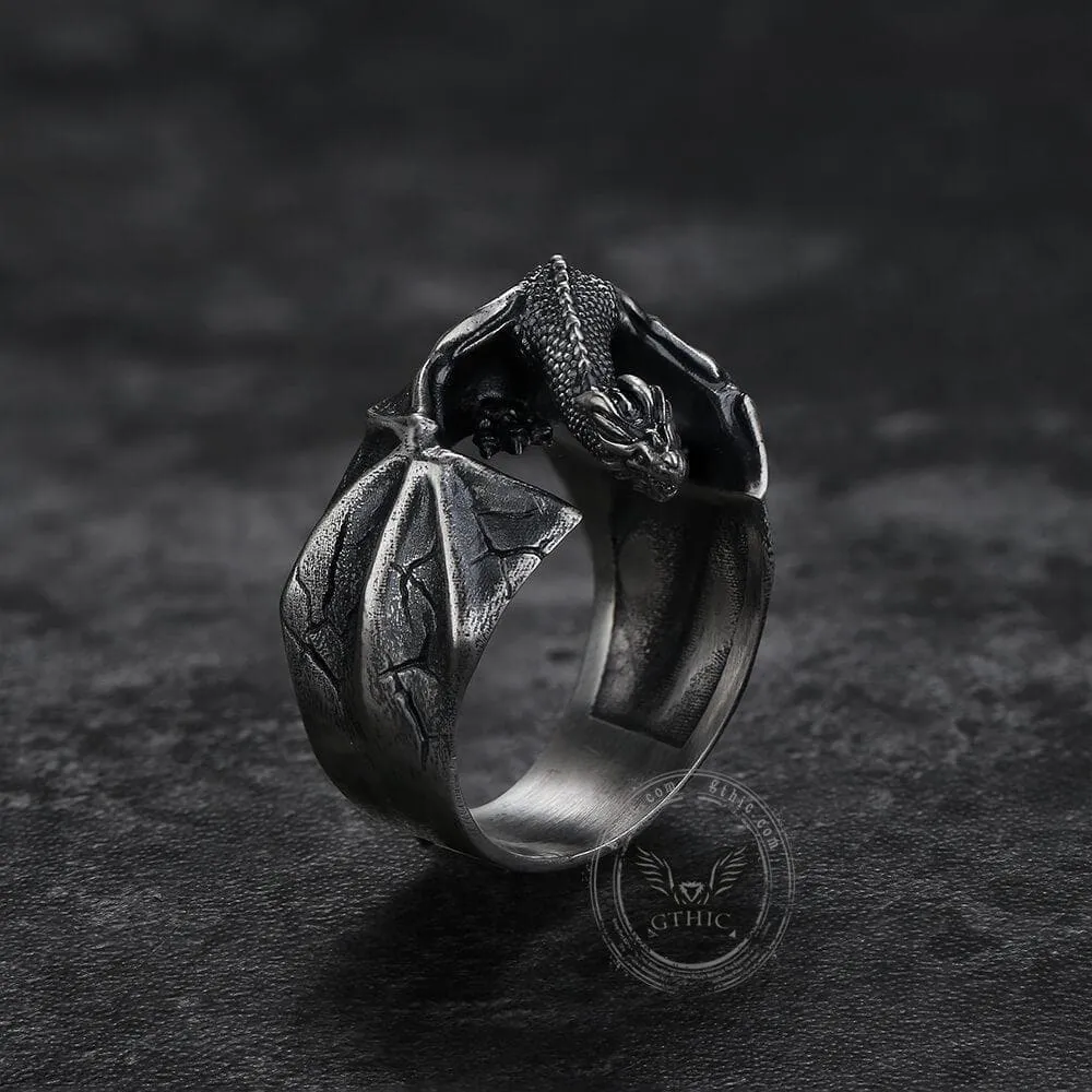 Celtic Flying Dragon Sterling Silver Ring