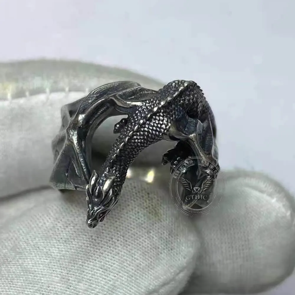 Celtic Flying Dragon Sterling Silver Ring