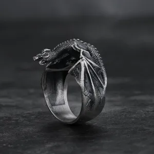 Celtic Flying Dragon Sterling Silver Ring