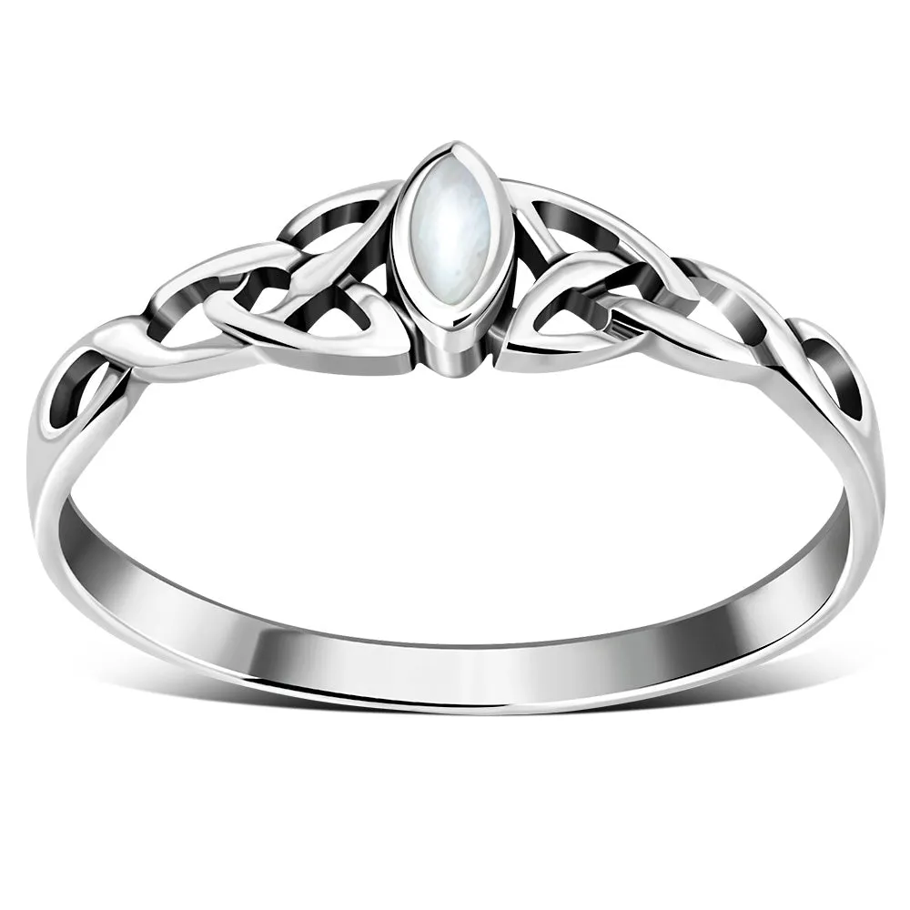 Celtic Silver Ring w/ Mother of Pearl