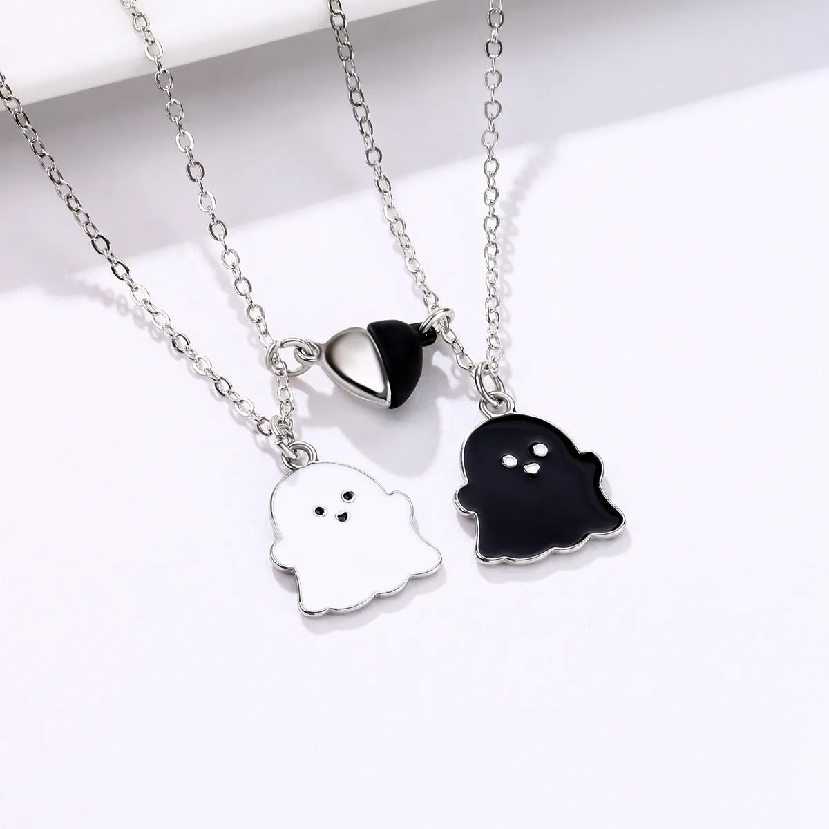 Connecting Hearts Ghosts Couple Necklaces Gift for 2