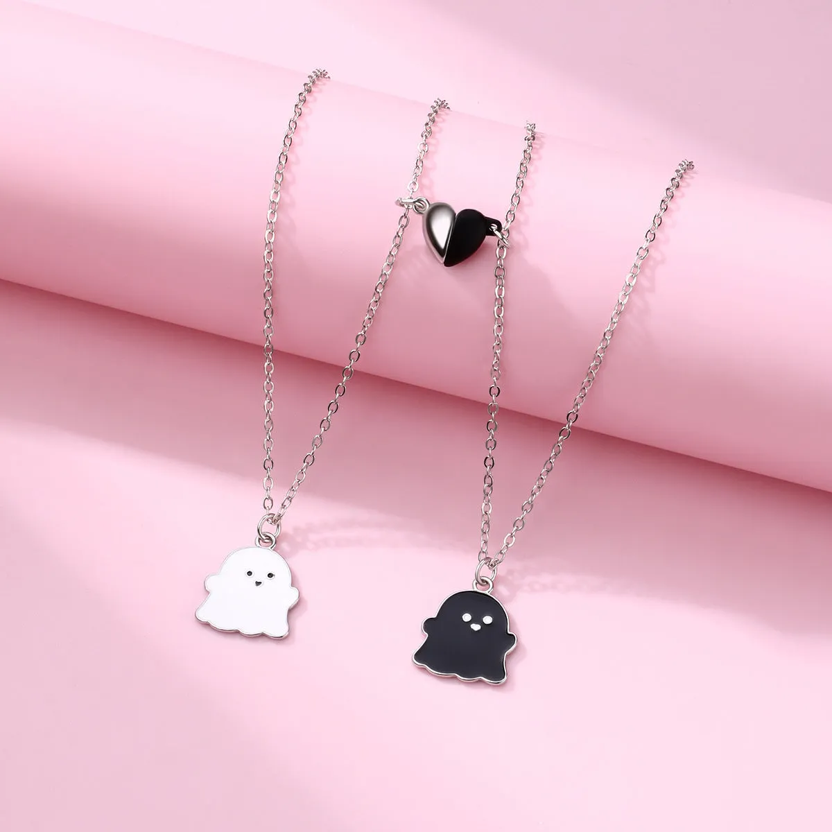 Connecting Hearts Ghosts Couple Necklaces Gift for 2