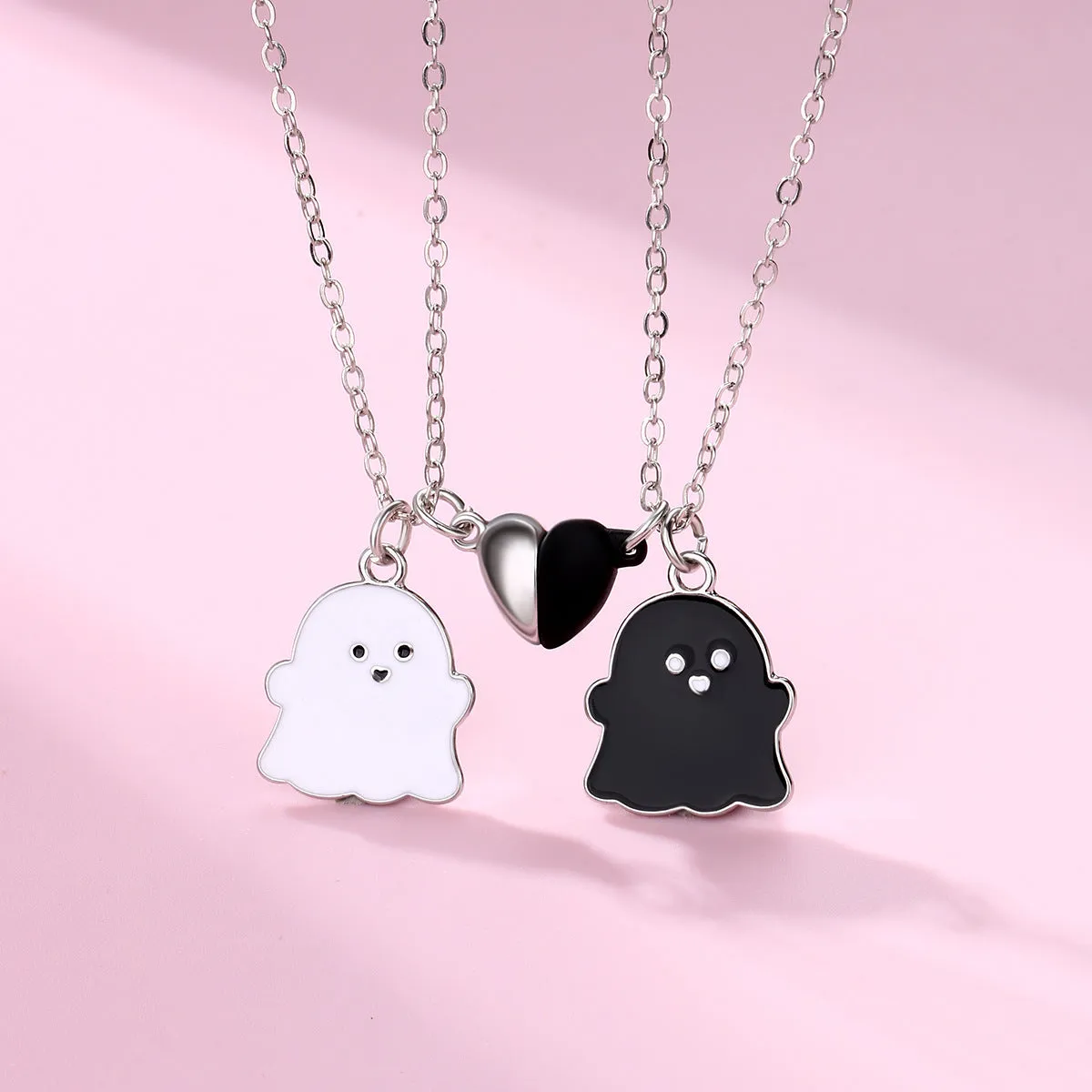 Connecting Hearts Ghosts Couple Necklaces Gift for 2