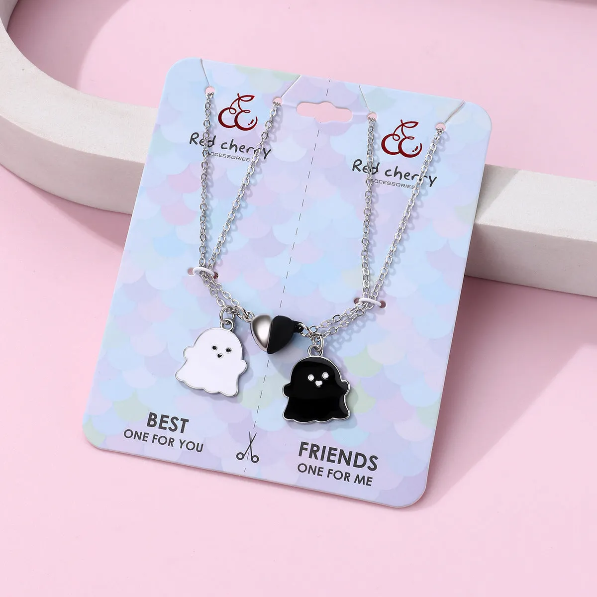 Connecting Hearts Ghosts Couple Necklaces Gift for 2