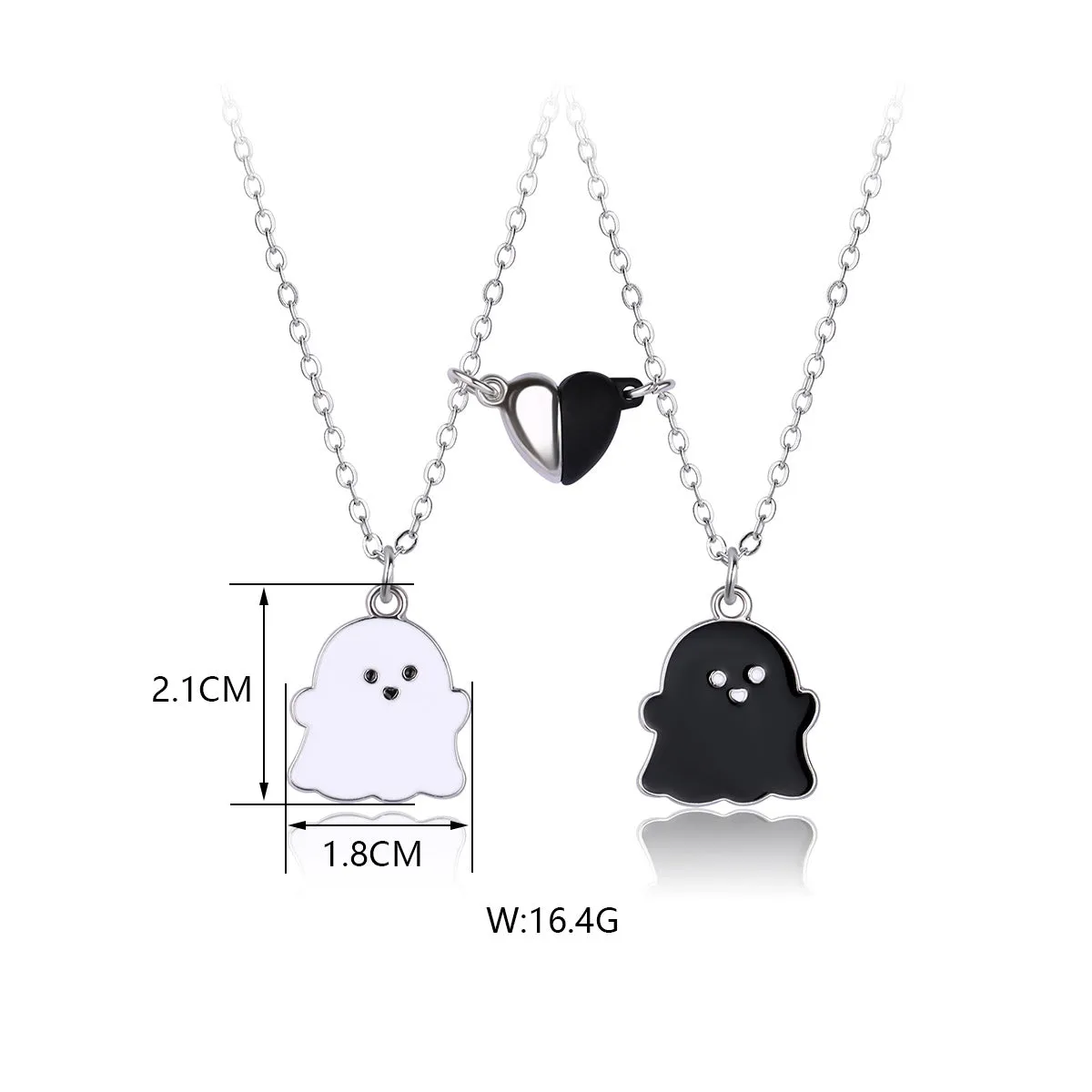 Connecting Hearts Ghosts Couple Necklaces Gift for 2