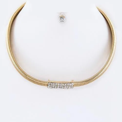 Crystal Accented Snakeskin Choker Set