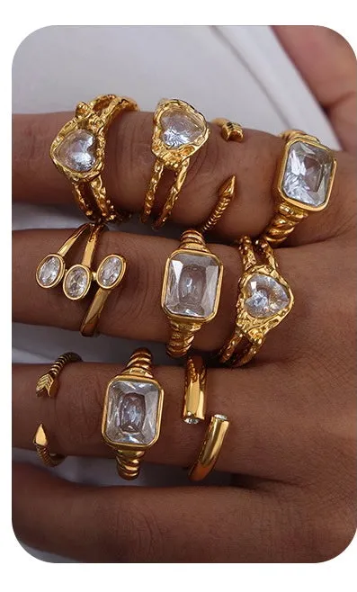 Crystal Gold Rings