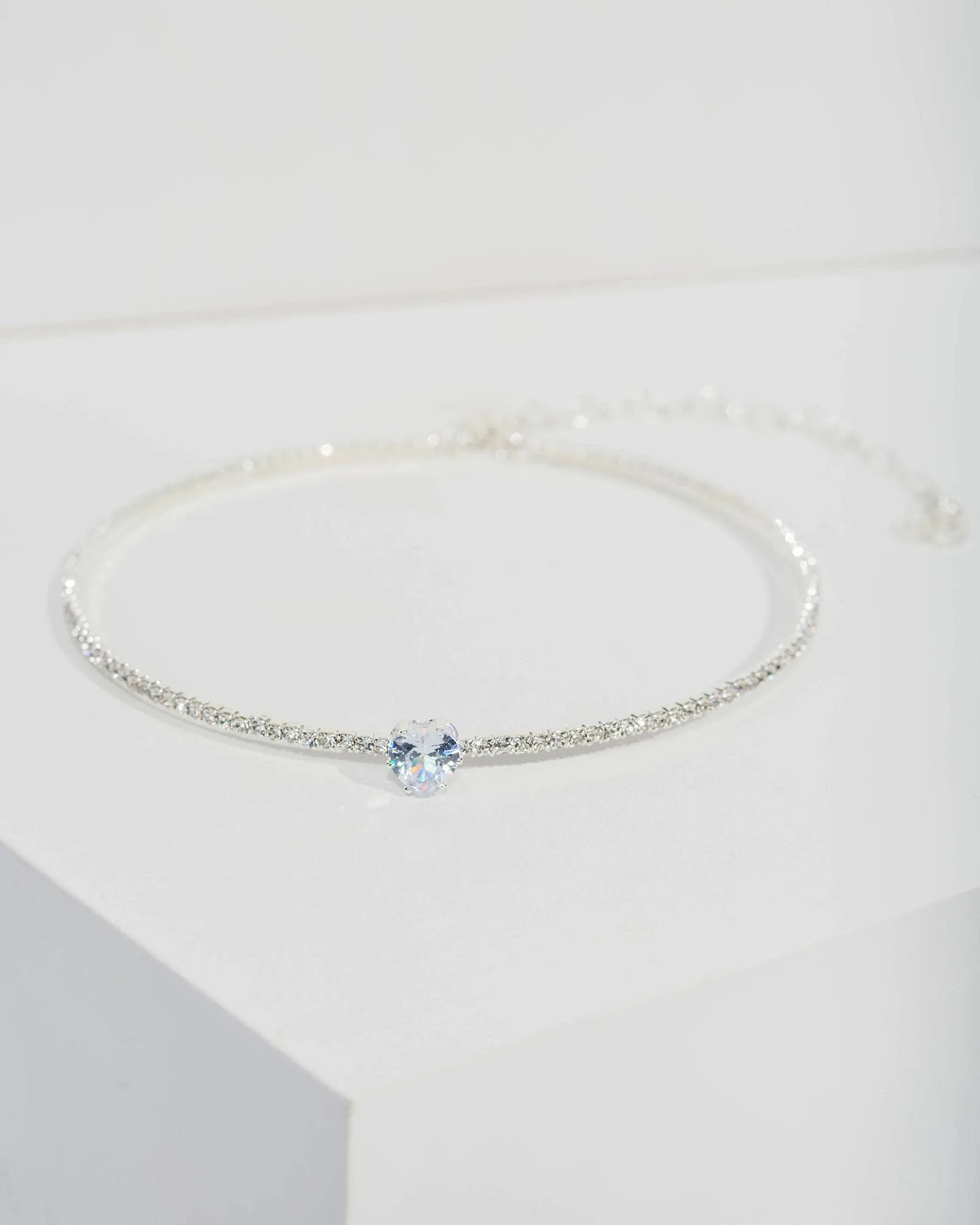 Crystal Heart Choker Necklace