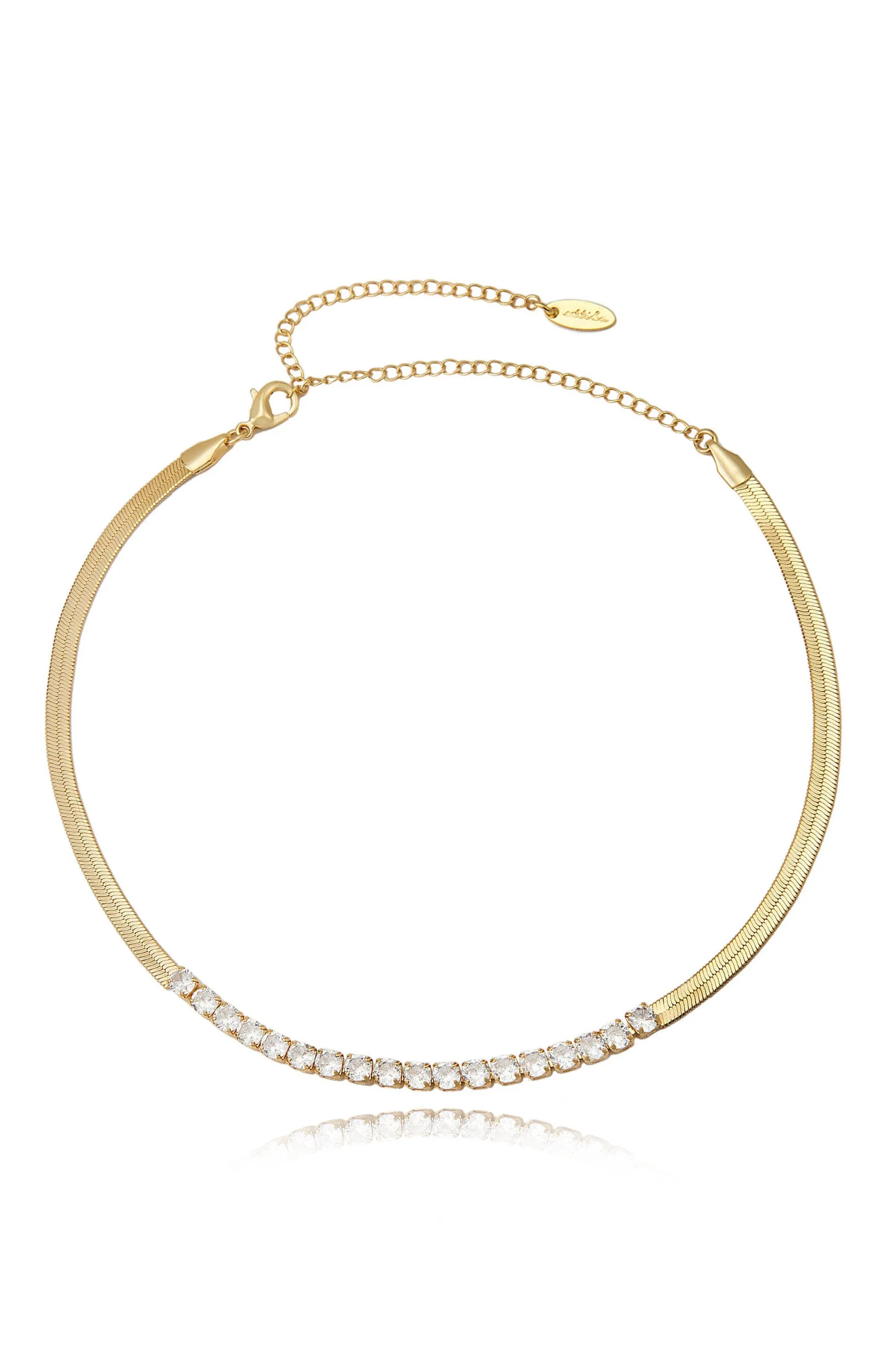 Crystal Line Up Snake Chain Necklace