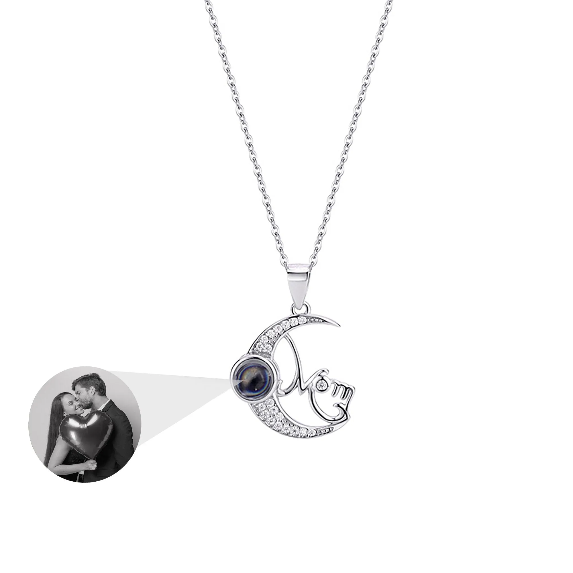 Customizable photo of the moon Projection Necklace  Pendant Jewelry