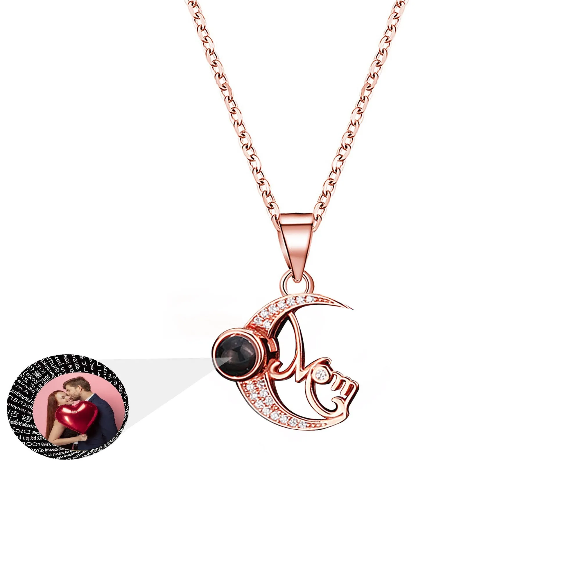 Customizable photo of the moon Projection Necklace  Pendant Jewelry