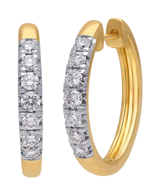 Diamond Earrings - 10ct Yellow Gold Diamond Set Hoop Earrings - 784164