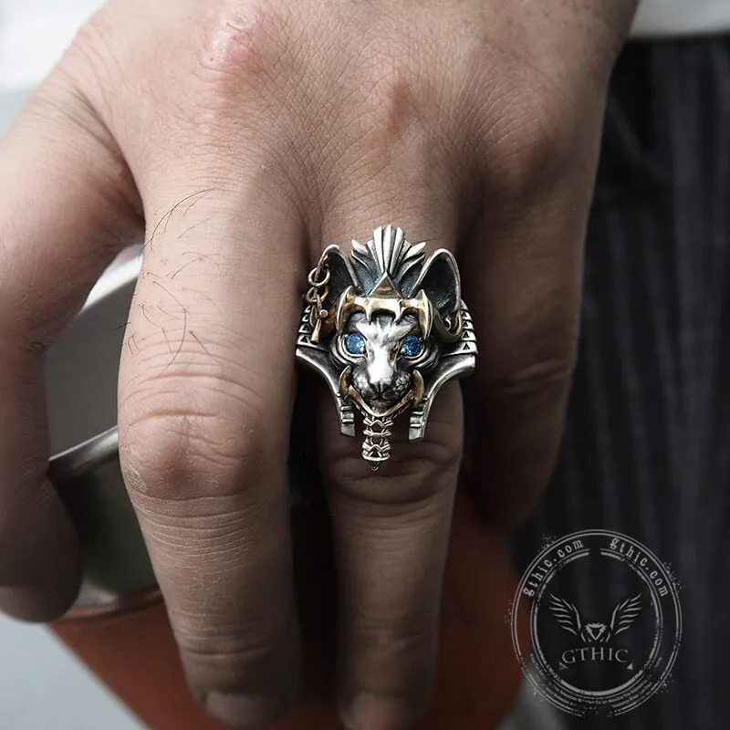 Egypt Sphinx Cat Sterling Silver Pharaoh Ring