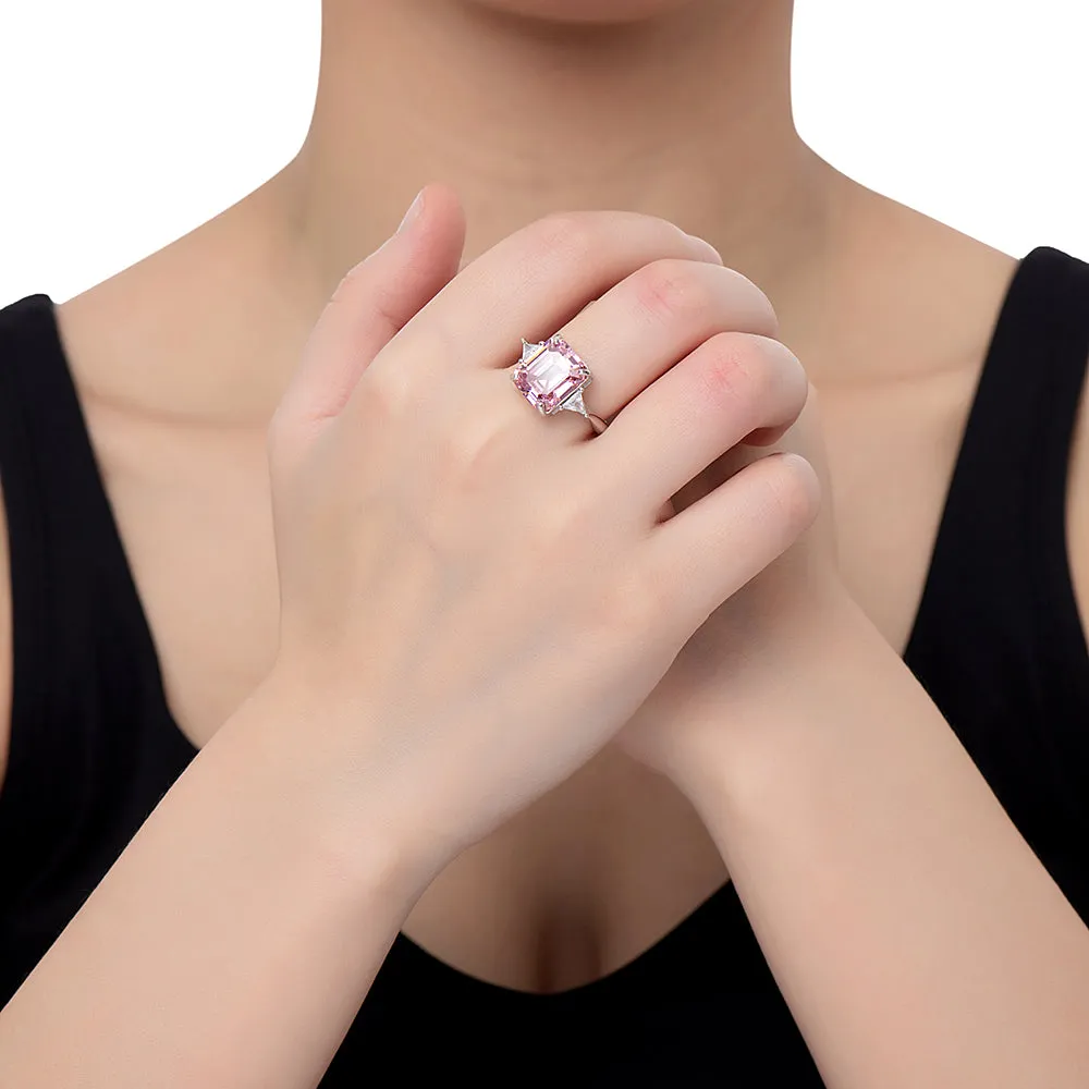 Emerald Cut Rose Quartz Ring