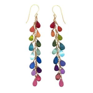 Extra Long Rainbow Gemstone Cascade Earrings