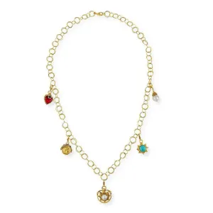 Five Multi Charm Link Necklace