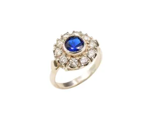 Flower Sapphire Ring - Blue Victorian Ring - Vintage Statement Ring