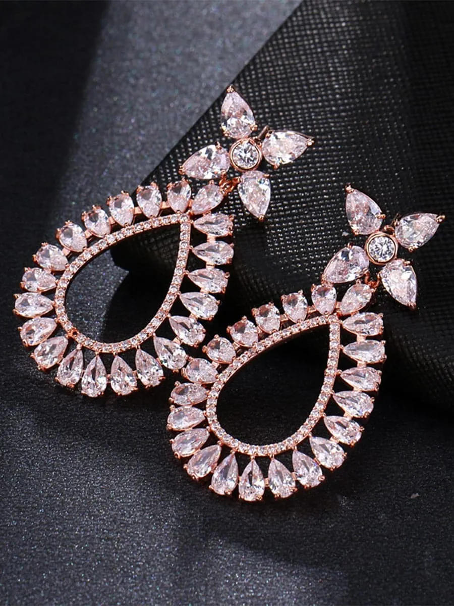 Four Leaf Flower Zircon Stud Earrings MSE101027