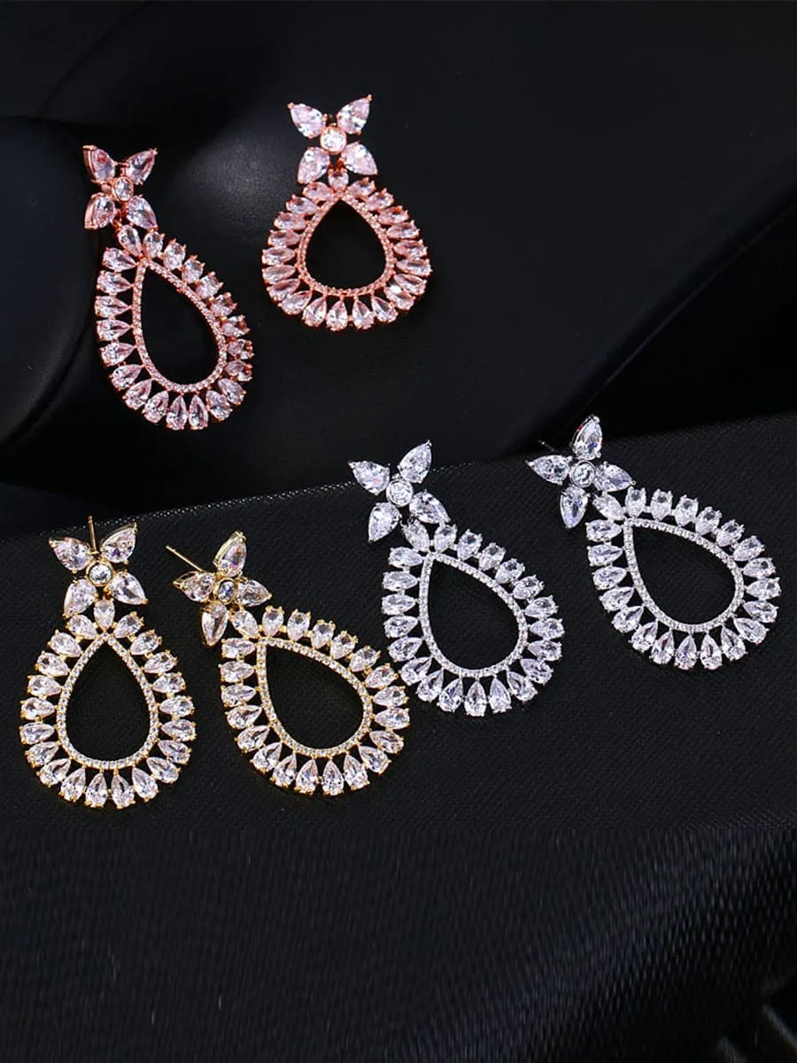 Four Leaf Flower Zircon Stud Earrings MSE101027