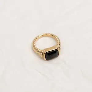 Gemstone Twist Ring - Black