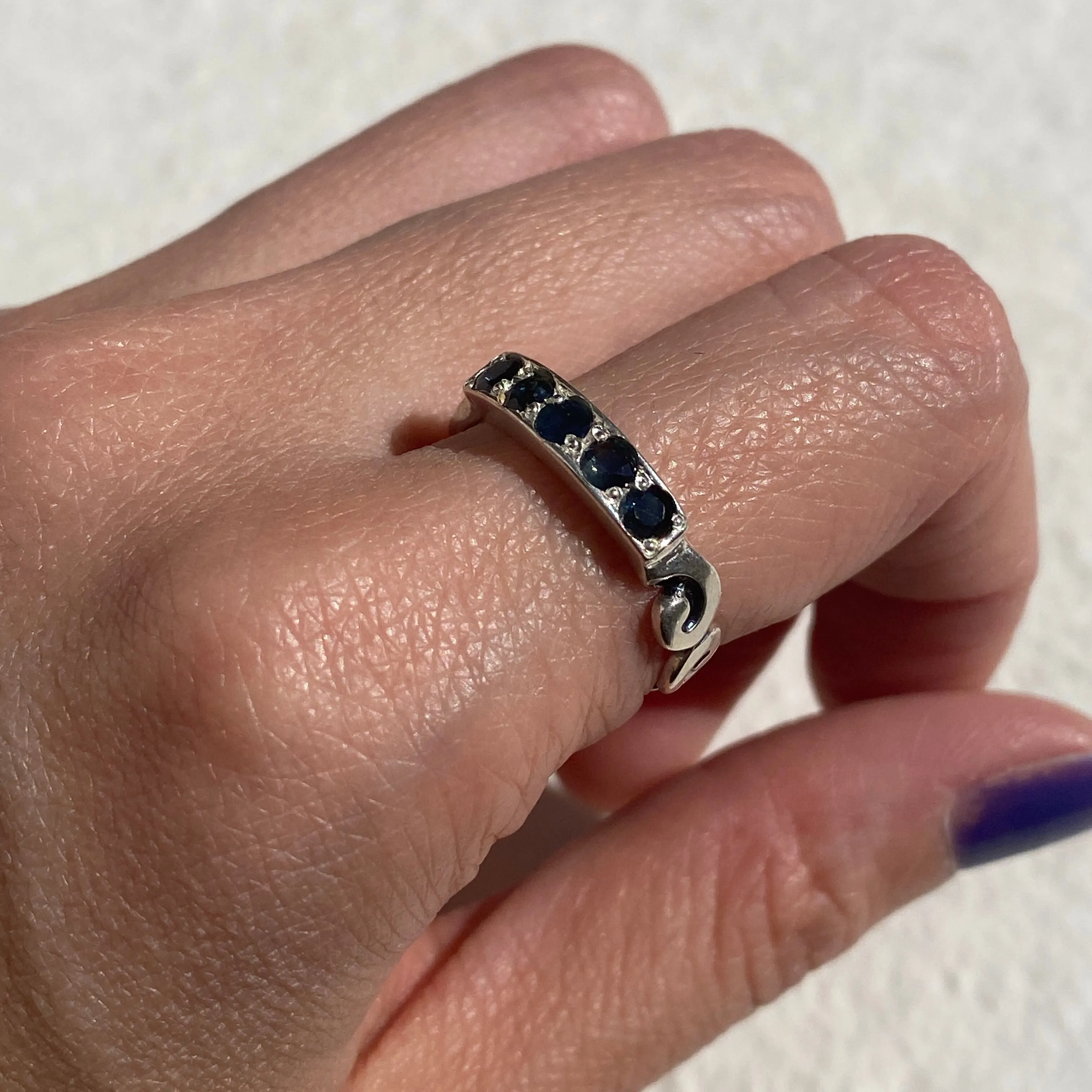 Genuine Sapphire Band - Half Eternity Sapphire, September Birthstone Ring