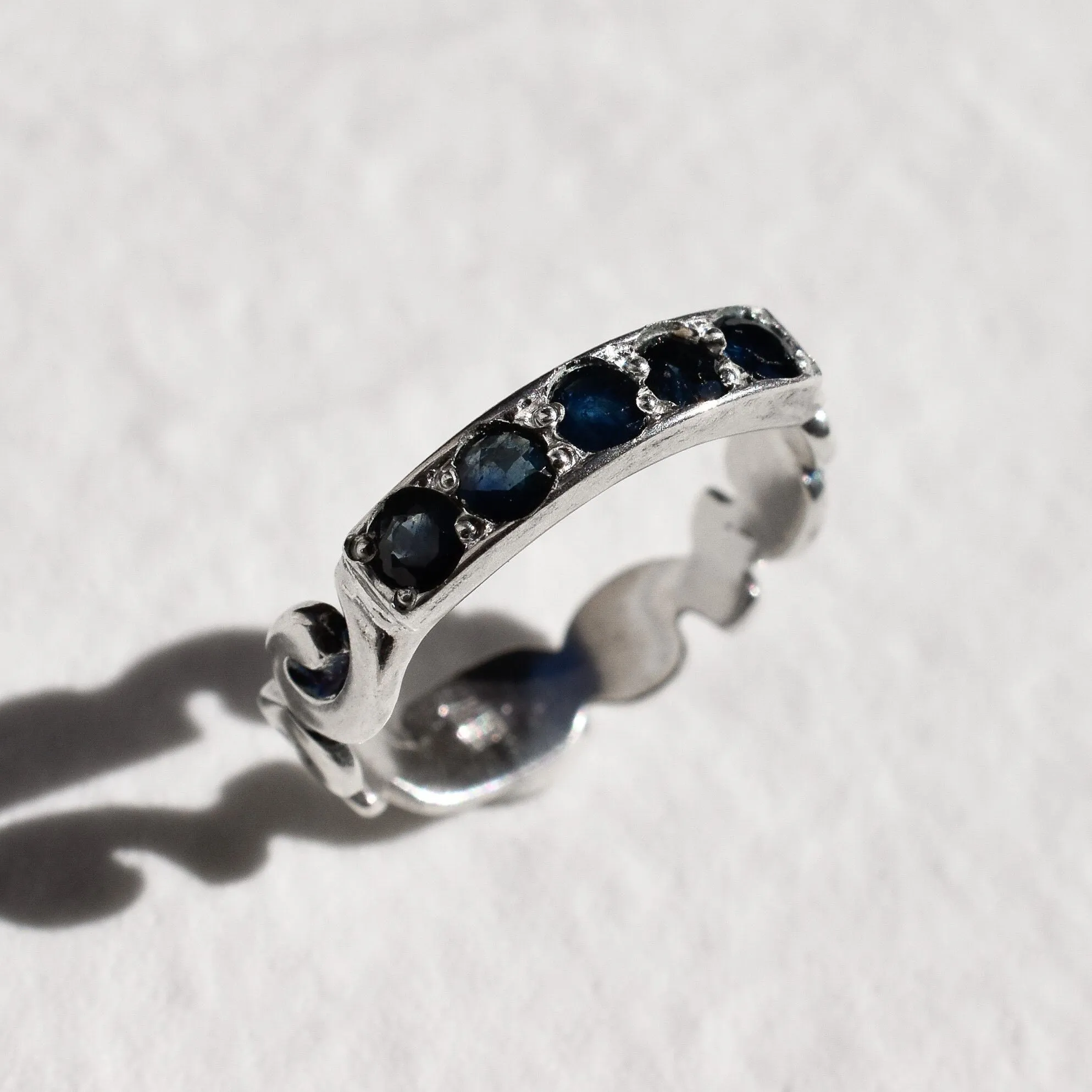 Genuine Sapphire Band - Half Eternity Sapphire, September Birthstone Ring