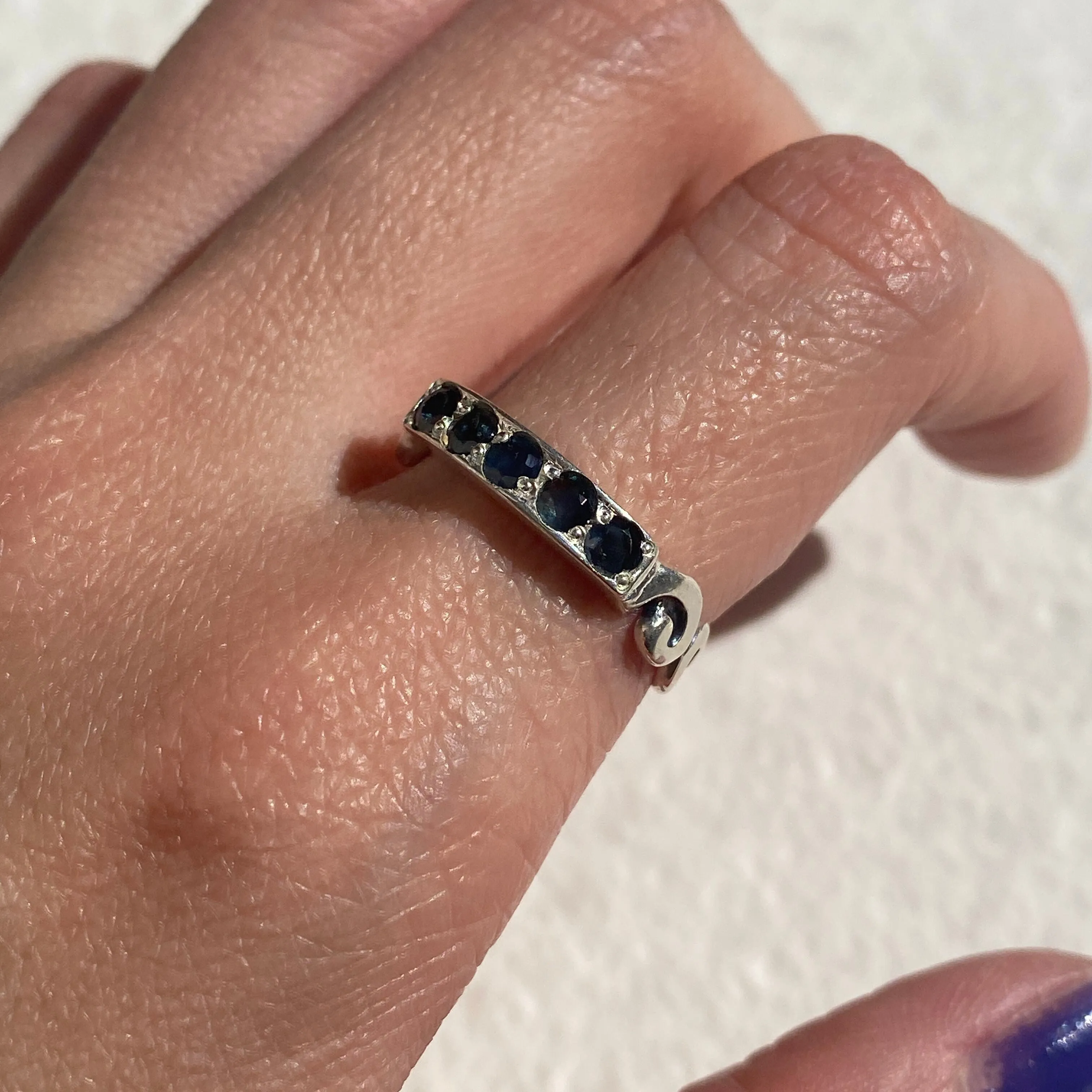 Genuine Sapphire Band - Half Eternity Sapphire, September Birthstone Ring