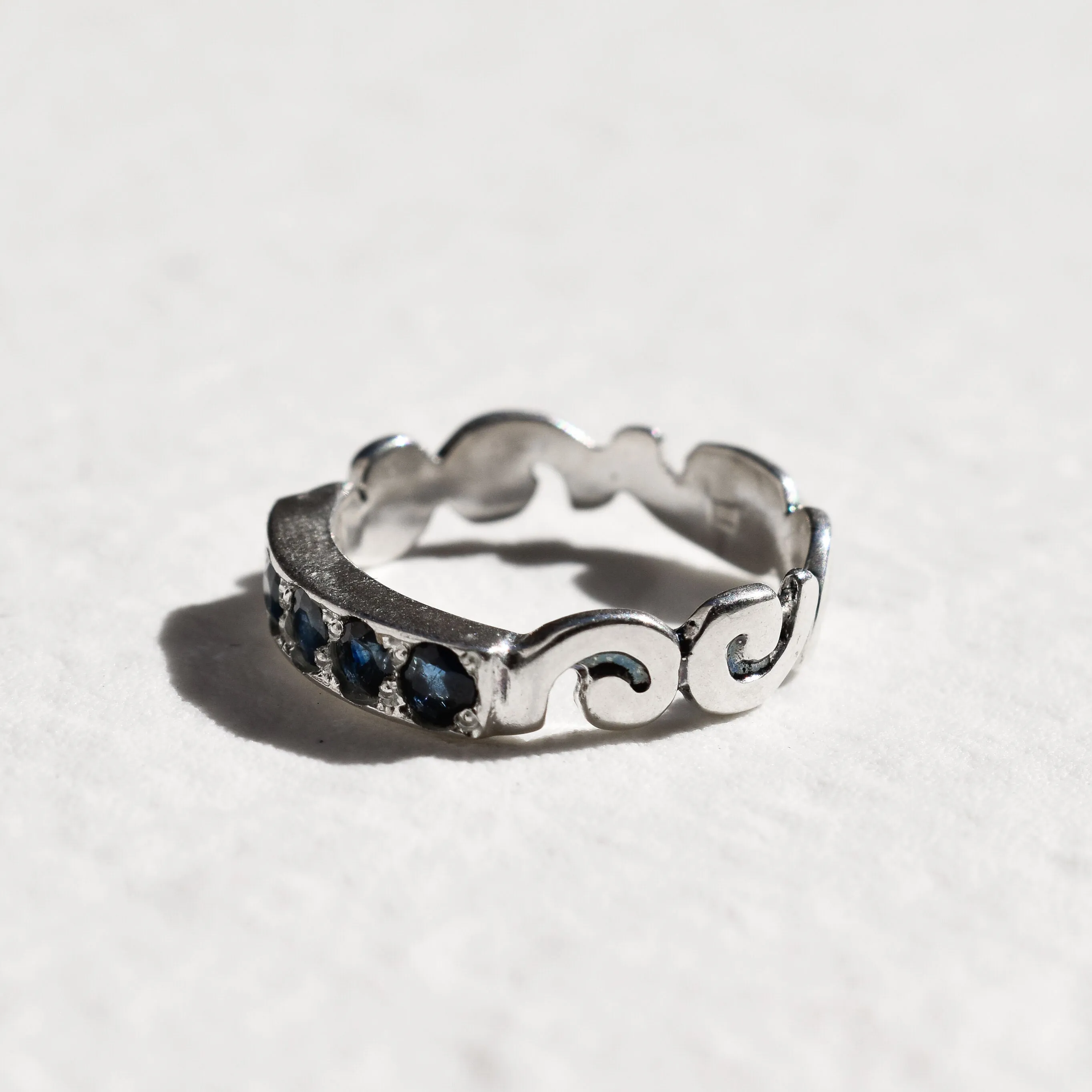 Genuine Sapphire Band - Half Eternity Sapphire, September Birthstone Ring