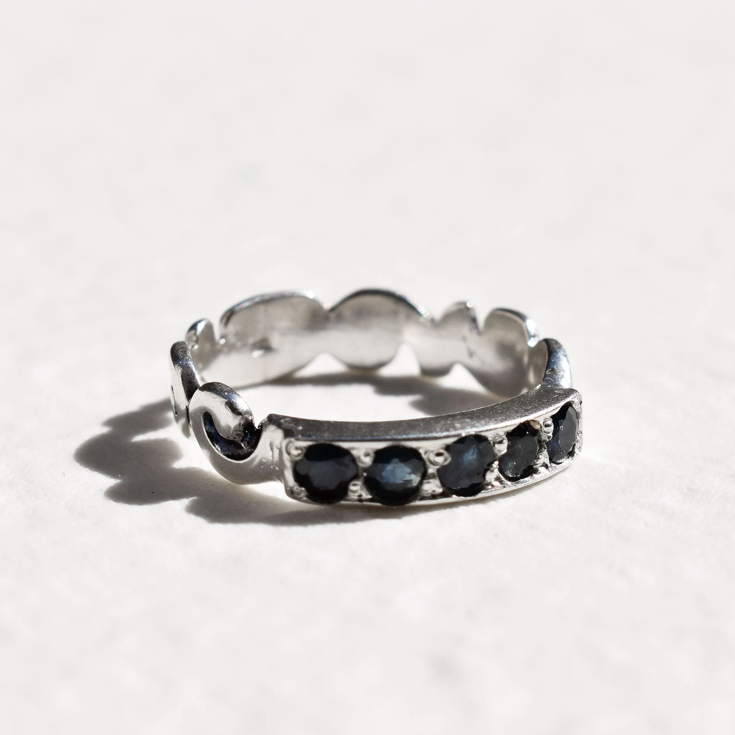 Genuine Sapphire Band - Half Eternity Sapphire, September Birthstone Ring