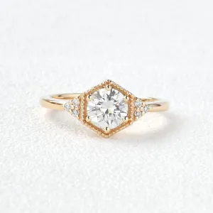 Geometric Moissanite Yellow Gold Ring