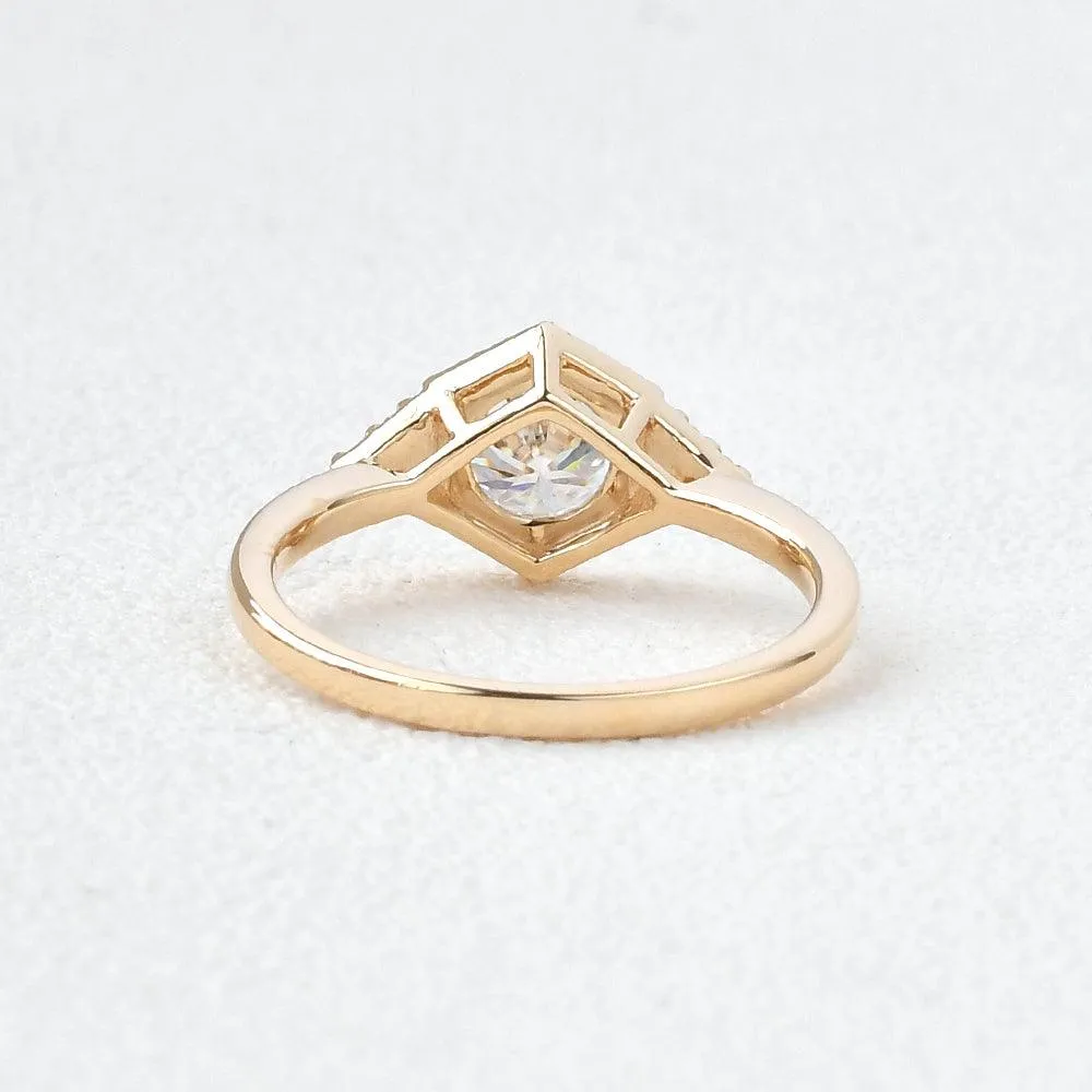 Geometric Moissanite Yellow Gold Ring