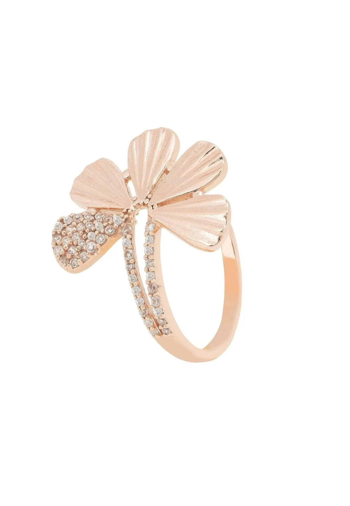 Ginkgo Leaf Ring Rose Gold Plated