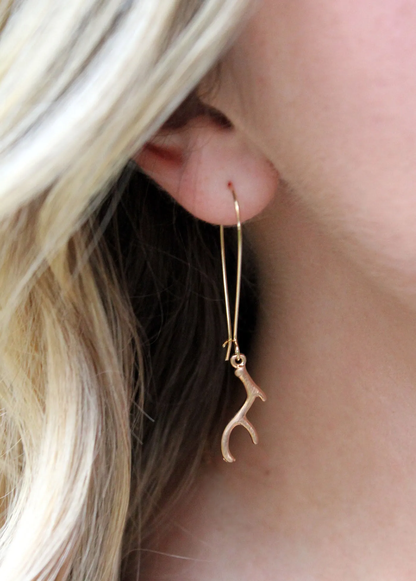 Gold Antler Earrings 