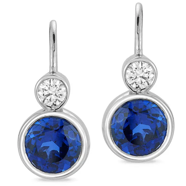 Grown Diamond & Sapphire Earrings in 14K White Gold