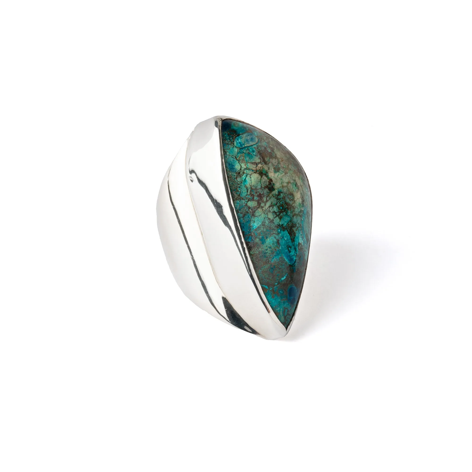 Hallmarked Silver Ring with Chrysocolla