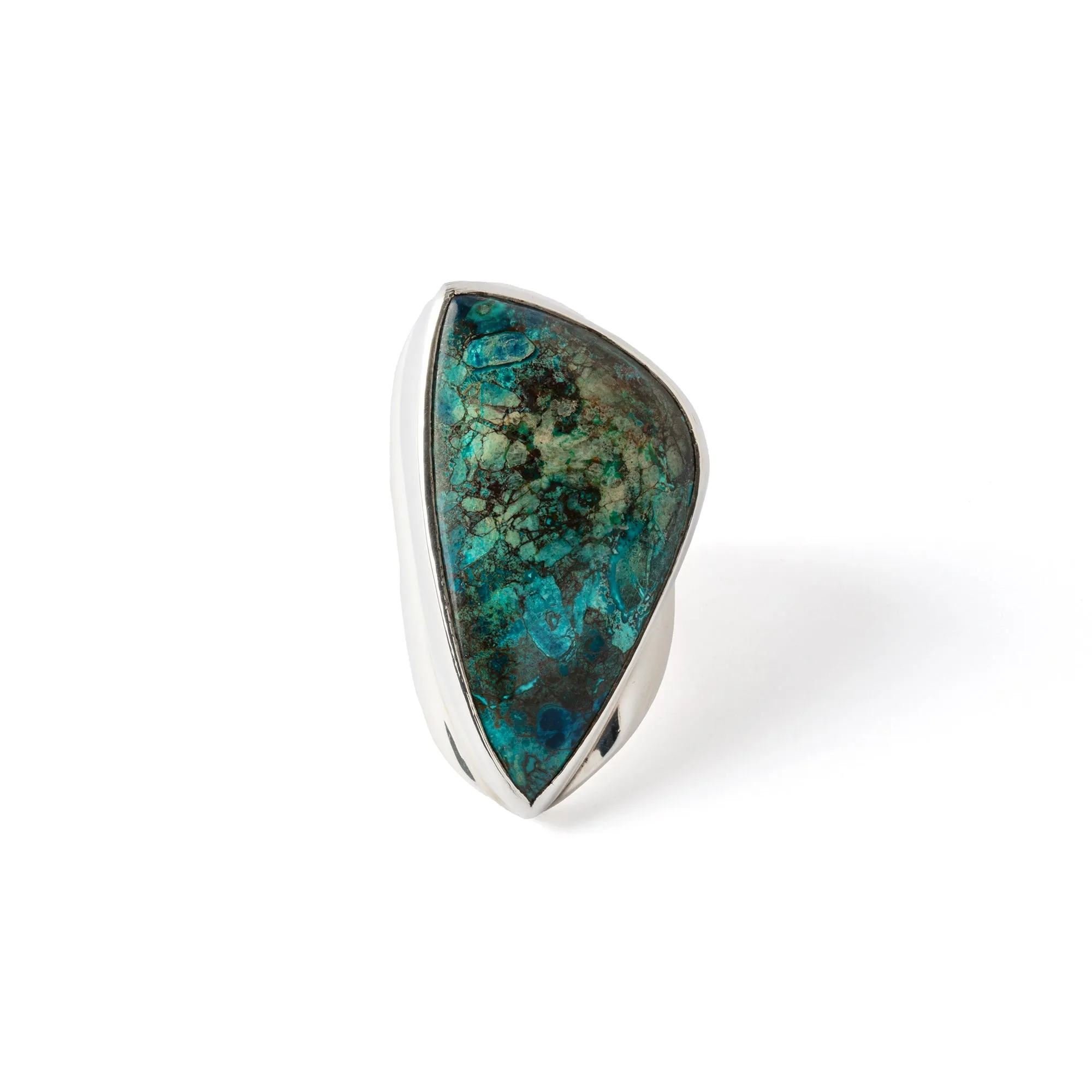 Hallmarked Silver Ring with Chrysocolla