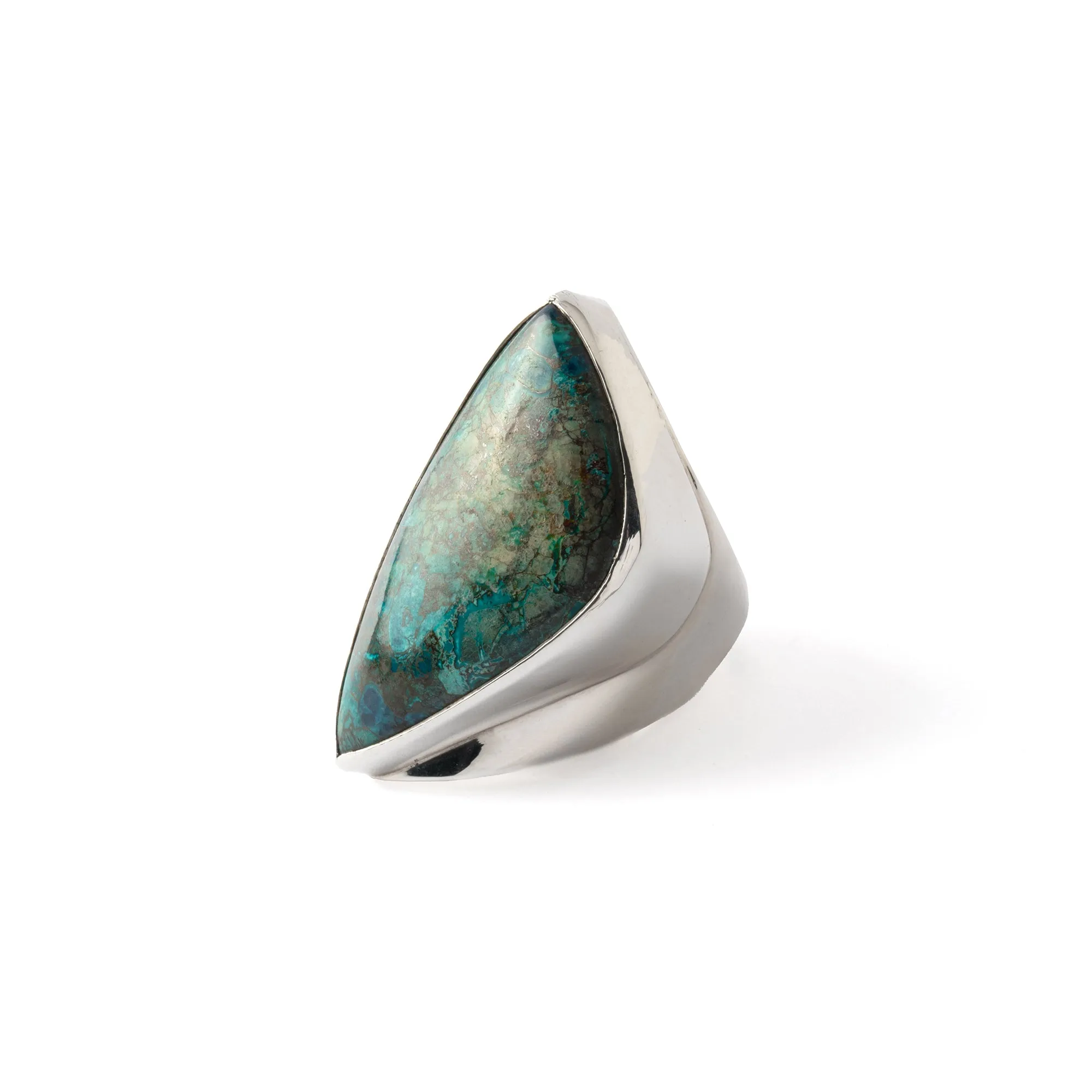 Hallmarked Silver Ring with Chrysocolla