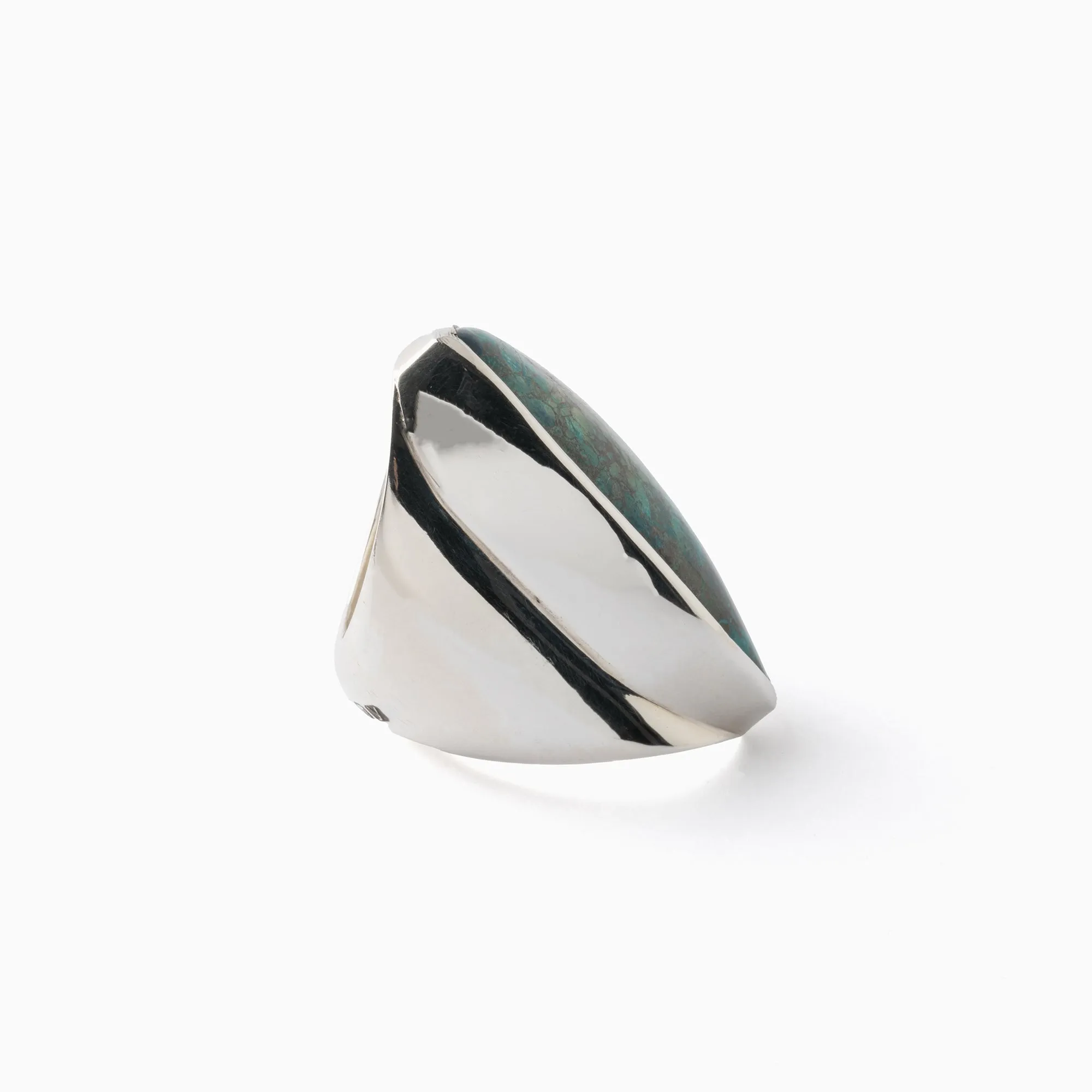 Hallmarked Silver Ring with Chrysocolla