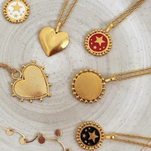 Heart N' Stars Gold Coin Necklace