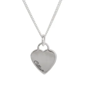 Large Heart Tag Personalised Name Silver Necklace