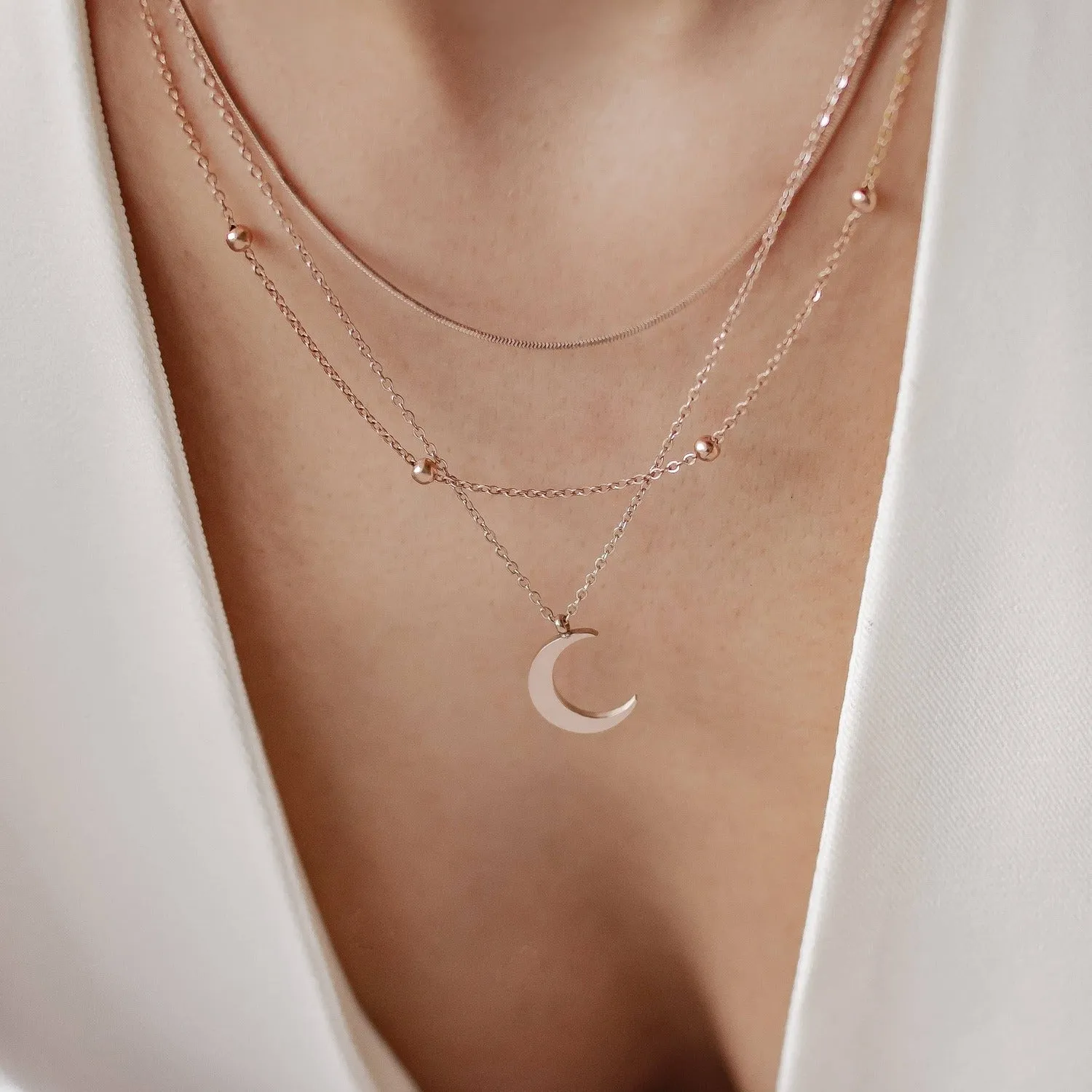 Layered Moon Necklace Set