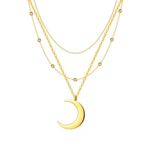 Layered Moon Necklace Set