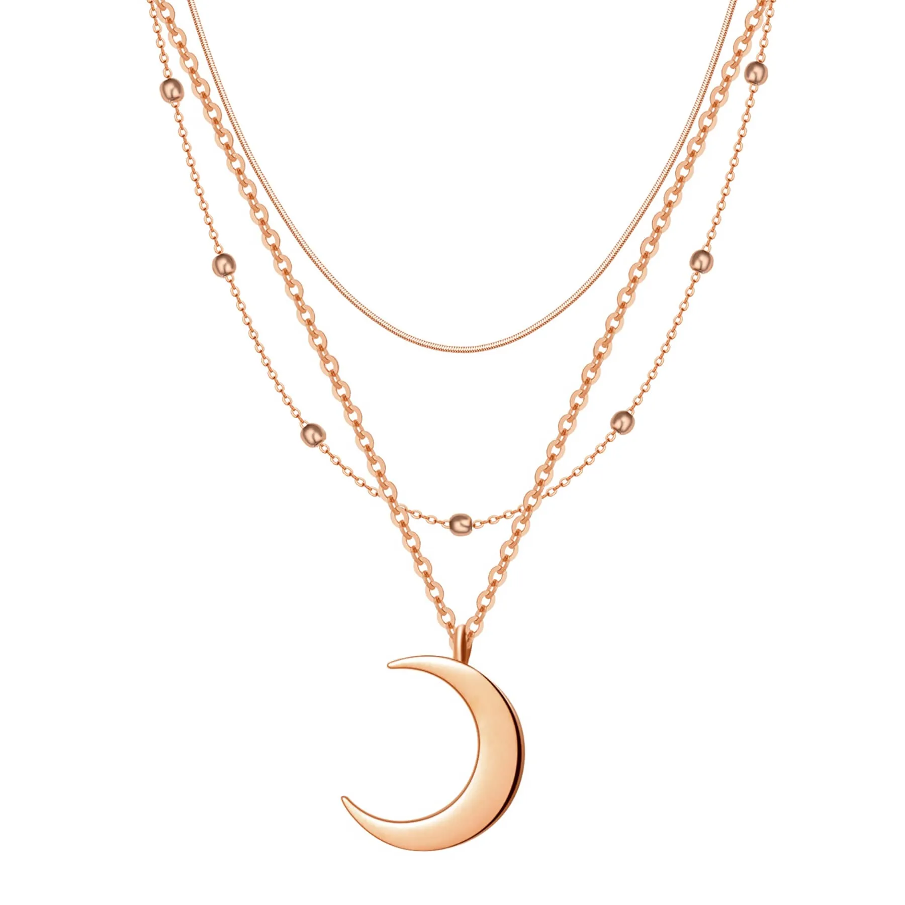 Layered Moon Necklace Set