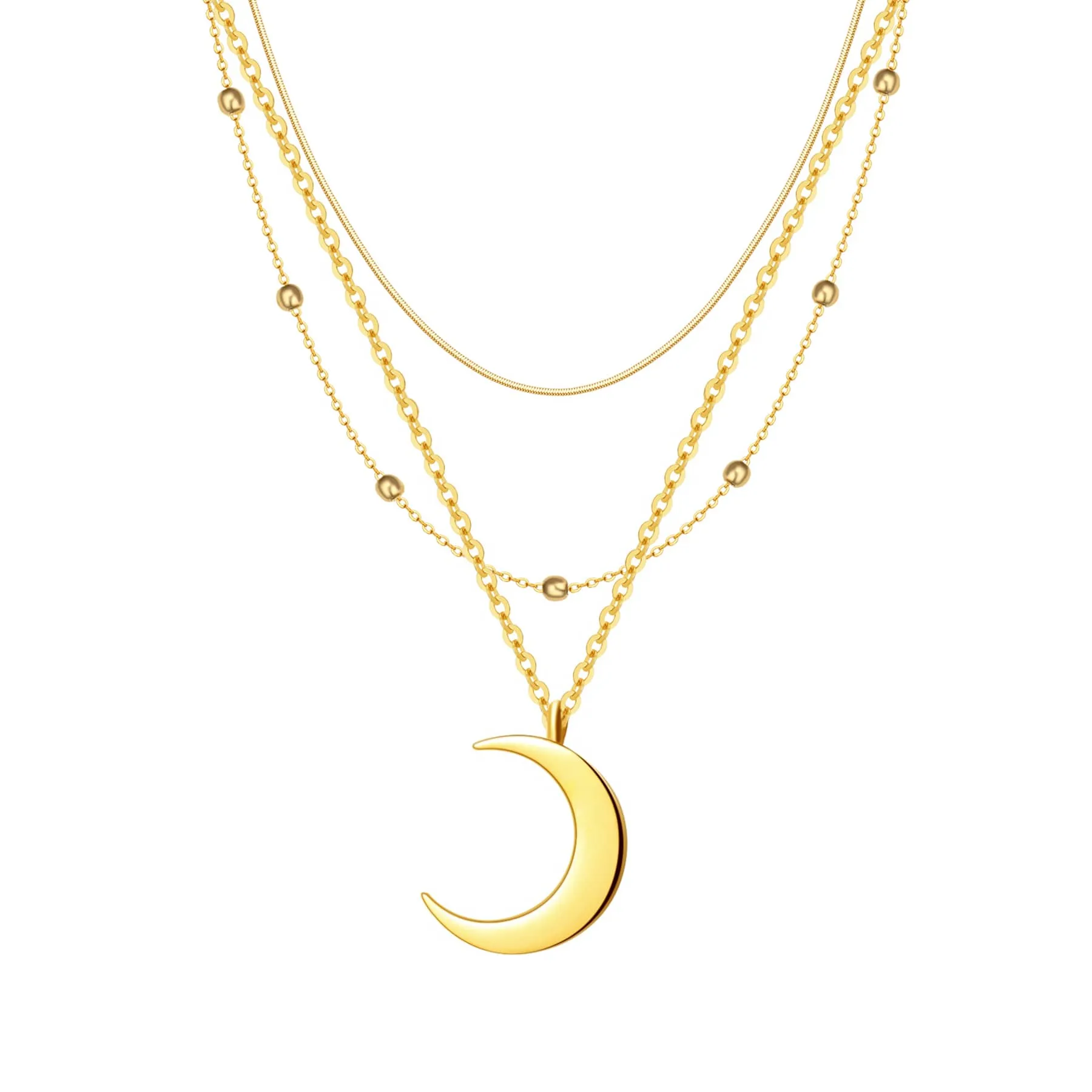 Layered Moon Necklace Set