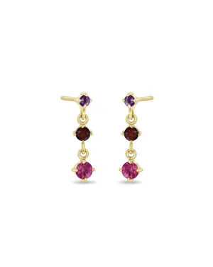 Linked Graduated Ombre Gemstone Drop Earrings