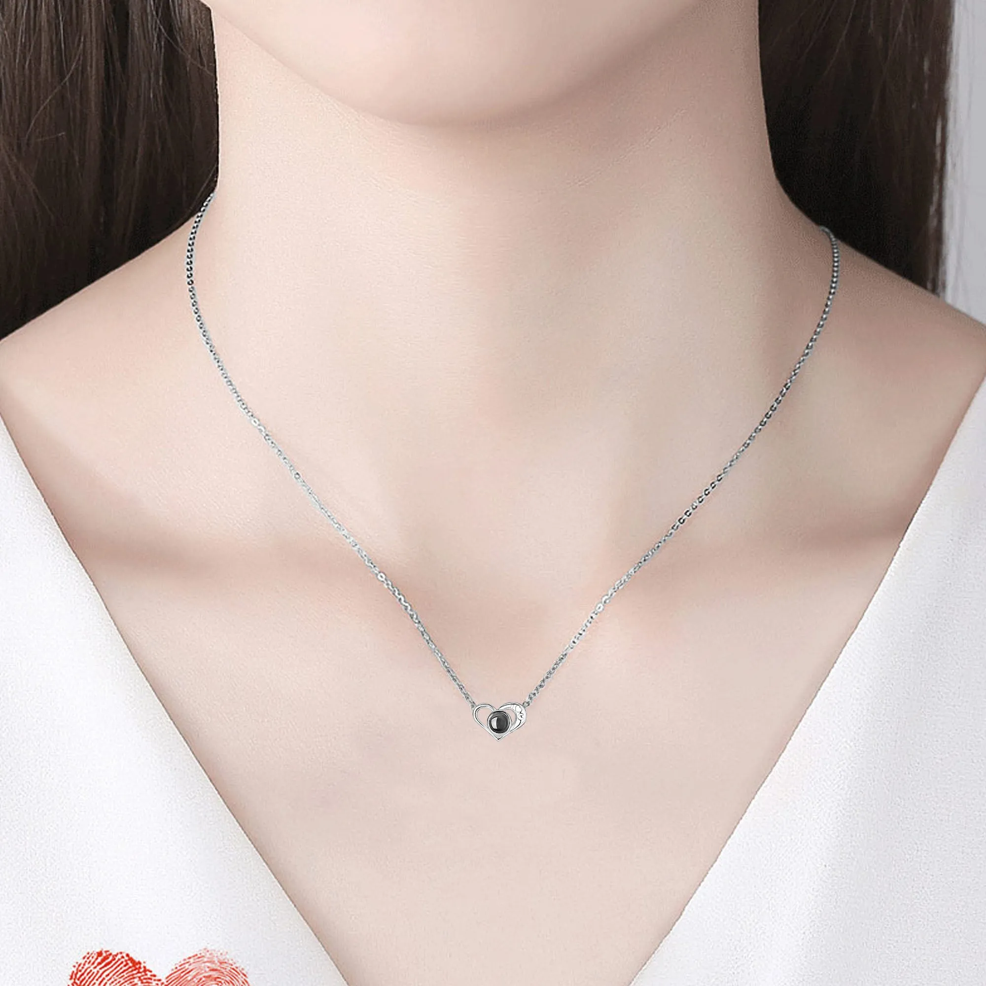 Love projection necklace with customizable photos memory of love Valentin